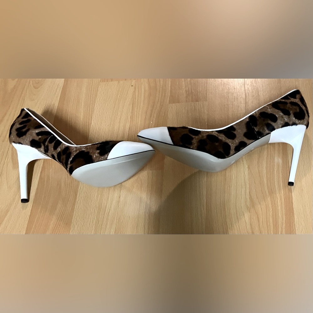 EU 38 Jason Wu leopard pony hair & white leather heel pumps (US size 7.5 - 8) - Picture 2 of 6